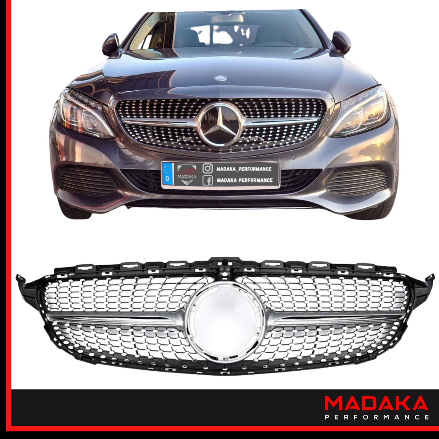 Kühlergrill Diamant look für Mercedes C-Klasse W205 / S205 - Bild 6
