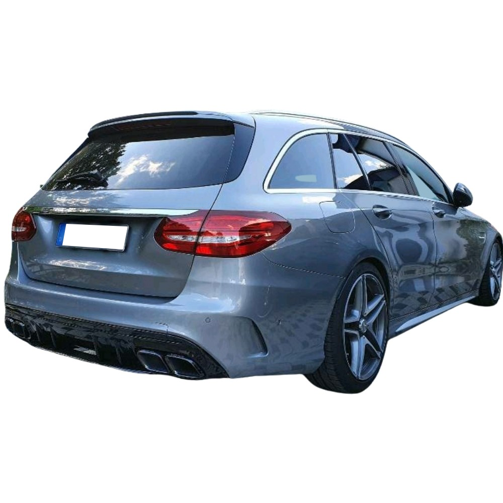 Diffusor mit Doppelendrohre in 63 AMG Optik montiert an C-Klasse W205 S205 - Bild 10