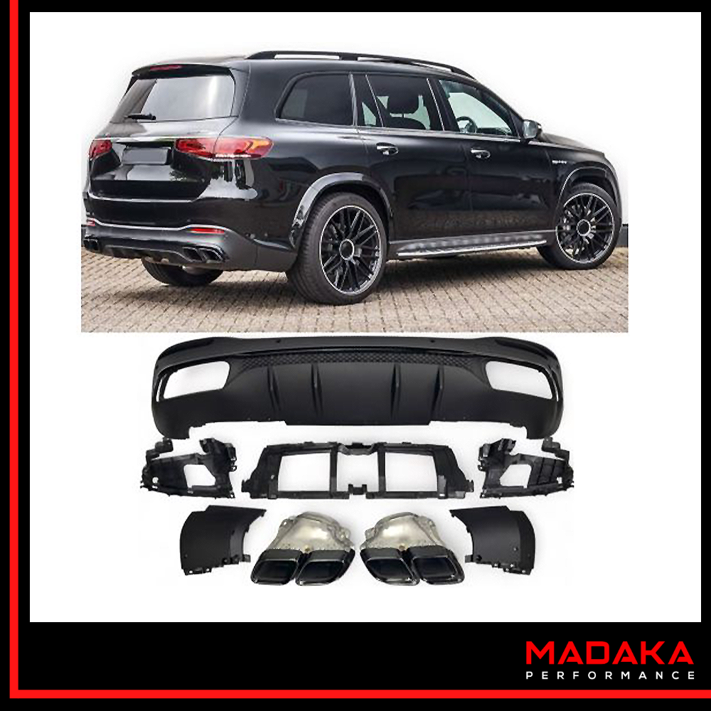 Diffusor mit Doppelendrohren schwarz in 63 AMG Optik für Mercedes GLS X167 - Bild 1