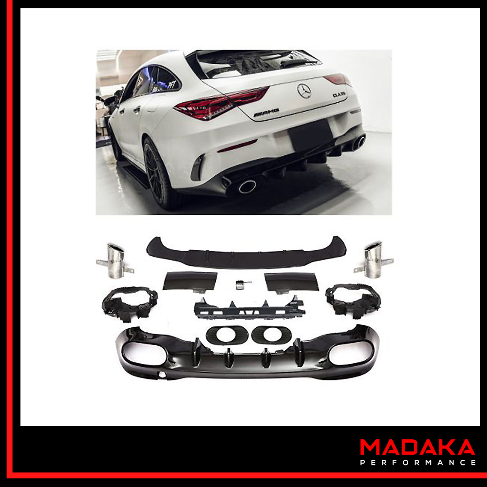 Diffusor mit Endrohre Chrom in A35 AMG Optik für Mercedes CLA W118 C118 - Bild 2