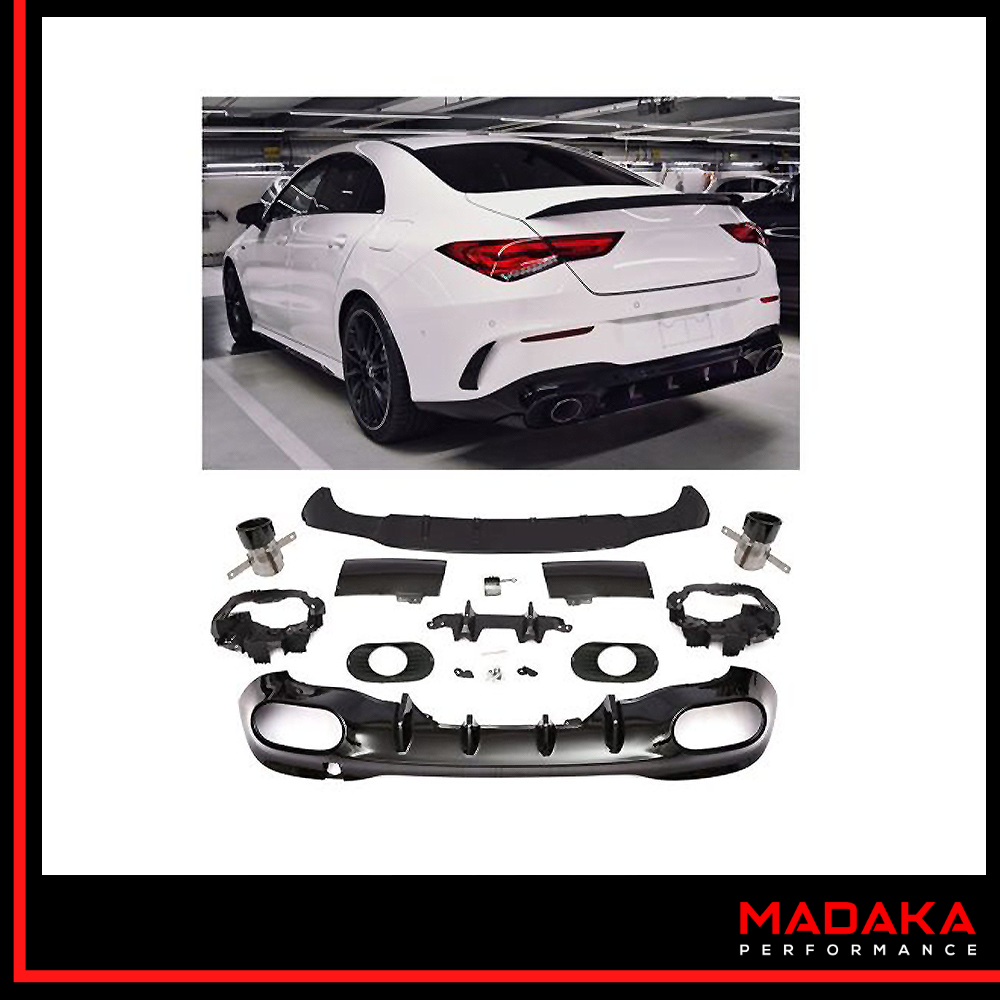 Diffusor mit Endrohre schwarz in A35 AMG Optik für Mercedes CLA W118 C118 - Bild 1