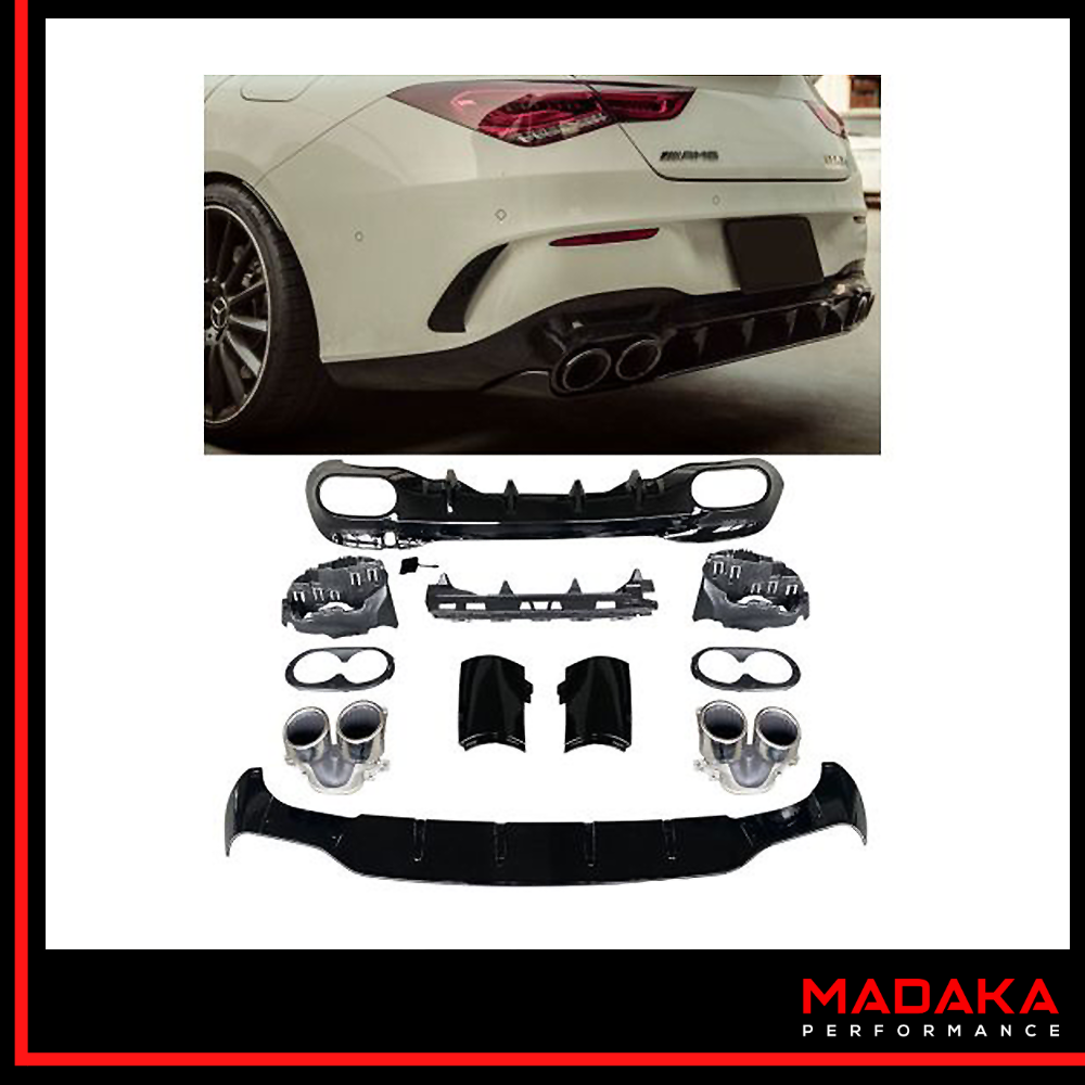 Diffusor mit Doppelendrohre Chrom in A35 AMG Optik für Mercedes CLA W118 C118 - Bild 4