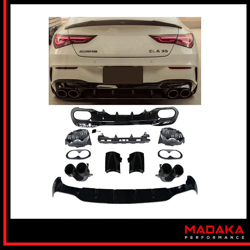 Diffusor mit Doppelendrohre Schwarz in A35 AMG Optik für Mercedes CLA W118 C118 ab 2019 - Bild 3