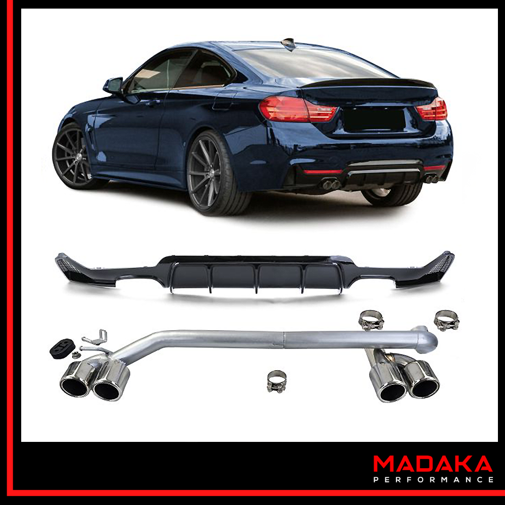 Diffusor schwarz mit Endrohren chrom für BMW 4er F32 F33 F36 - Bild 1