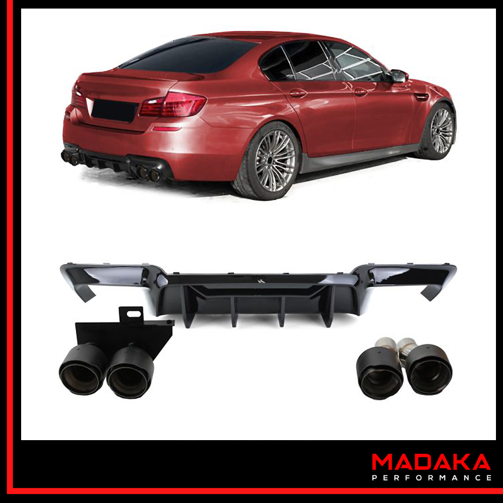 Diffusor schwarz mit Doppelendrohre carbon für BMW 5er Typ F10 F11 - Bild 1