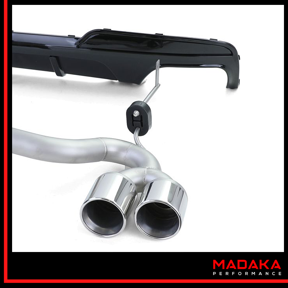 Diffusor schwarz mit Doppelendrohre chrom Detailansicht für BMW 5er Typ F10 F11 - Bild 3