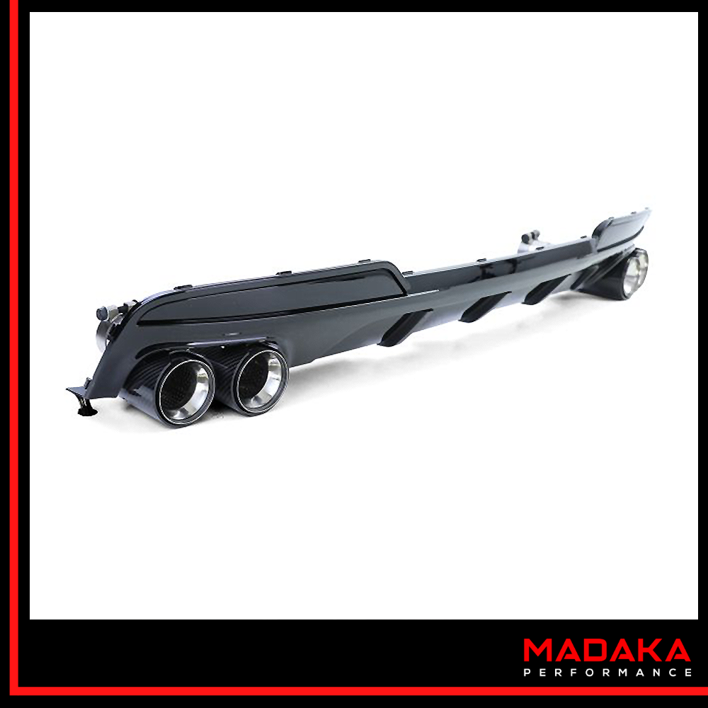 Diffusor schwarz mit Doppelendrohre carbon Detailansicht für BMW 5er Typ F10 F11 - Bild 4