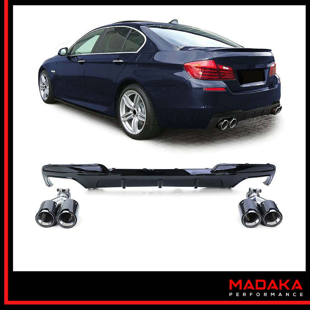 Diffusor mit Doppelendrohre schwarz montiert an BMW 5er Typ F10 F11 - Bild 1