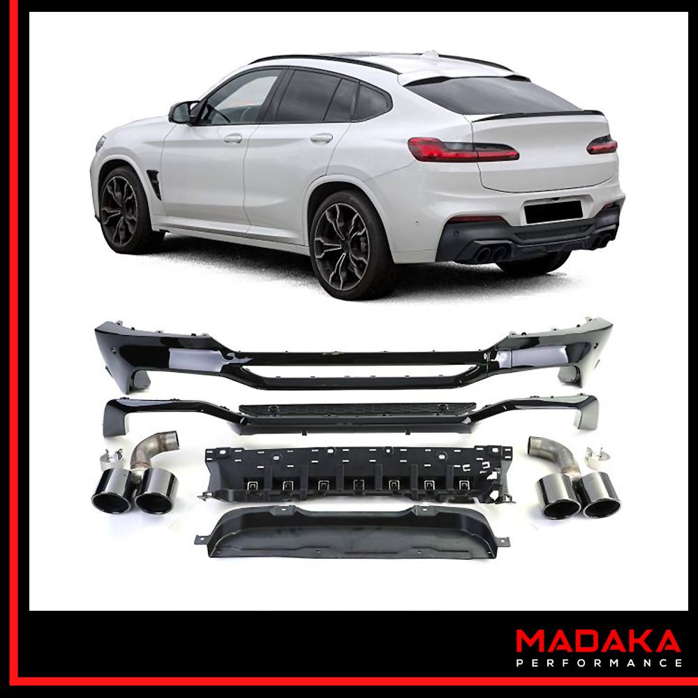 Diffusor mit Doppelendrohre schwarz für BMW X4 G02 - Bild 1