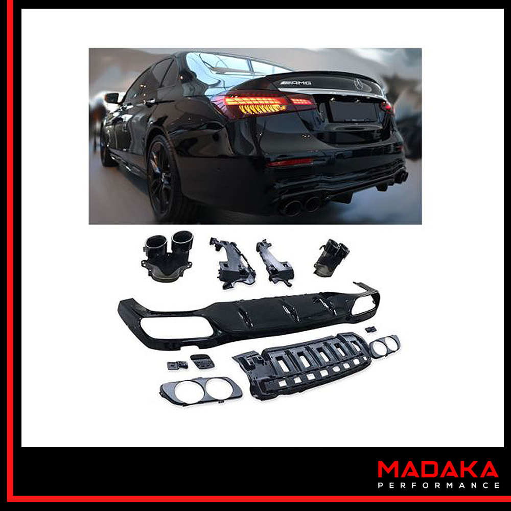 Diffusor mit Doppelendrohren schwarz in E53 AMG Optik für Mercedes E-Klasse W213 - Bild 1