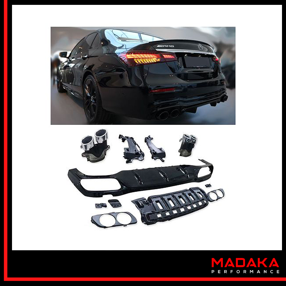 Diffusor mit Doppelendrohren chrom in E53 AMG Optik für Mercedes E-Klasse W213 - Bild 2