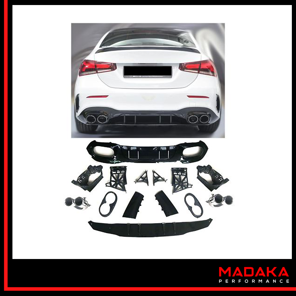 Diffusor mit Doppelendrohren chrom in A45 AMG Optik für Mercedes A-Klasse V177 - Bild 2