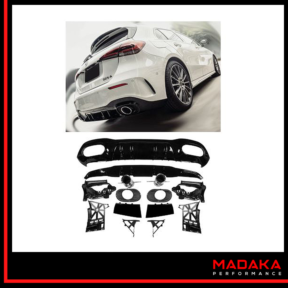 Diffusor mit Endrohren chrom in A35 AMG Optik für Mercedes A-Klasse W177 - Bild 2