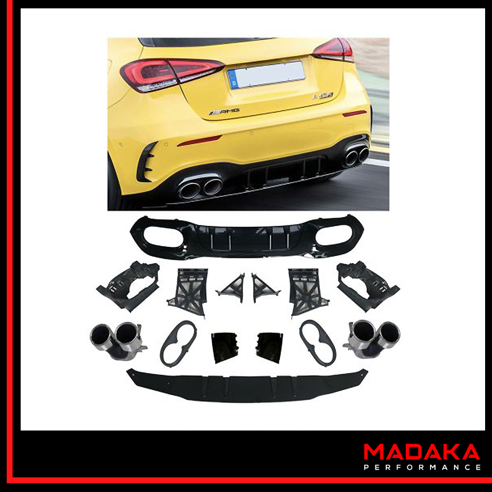 Diffusor mit Doppelendrohren Chrom in A35 AMG Optik für Mercedes A-Klasse W177 - Bild 4