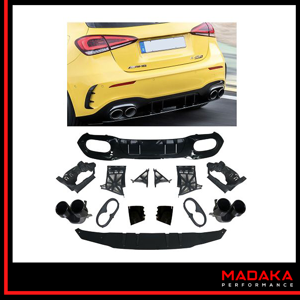 Diffusor mit Doppelendrohren schwarz in A35 AMG Optik für Mercedes A-Klasse W177 - Bild 3