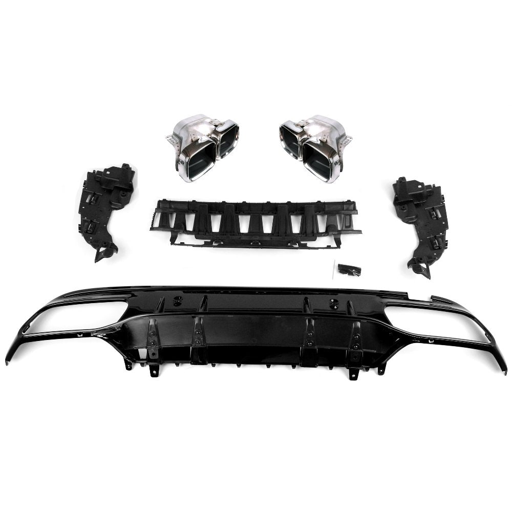 Diffusor mit Doppelendrohre in 63 AMG Optik für C-Klasse W205 S205 Chrom - Bild 4