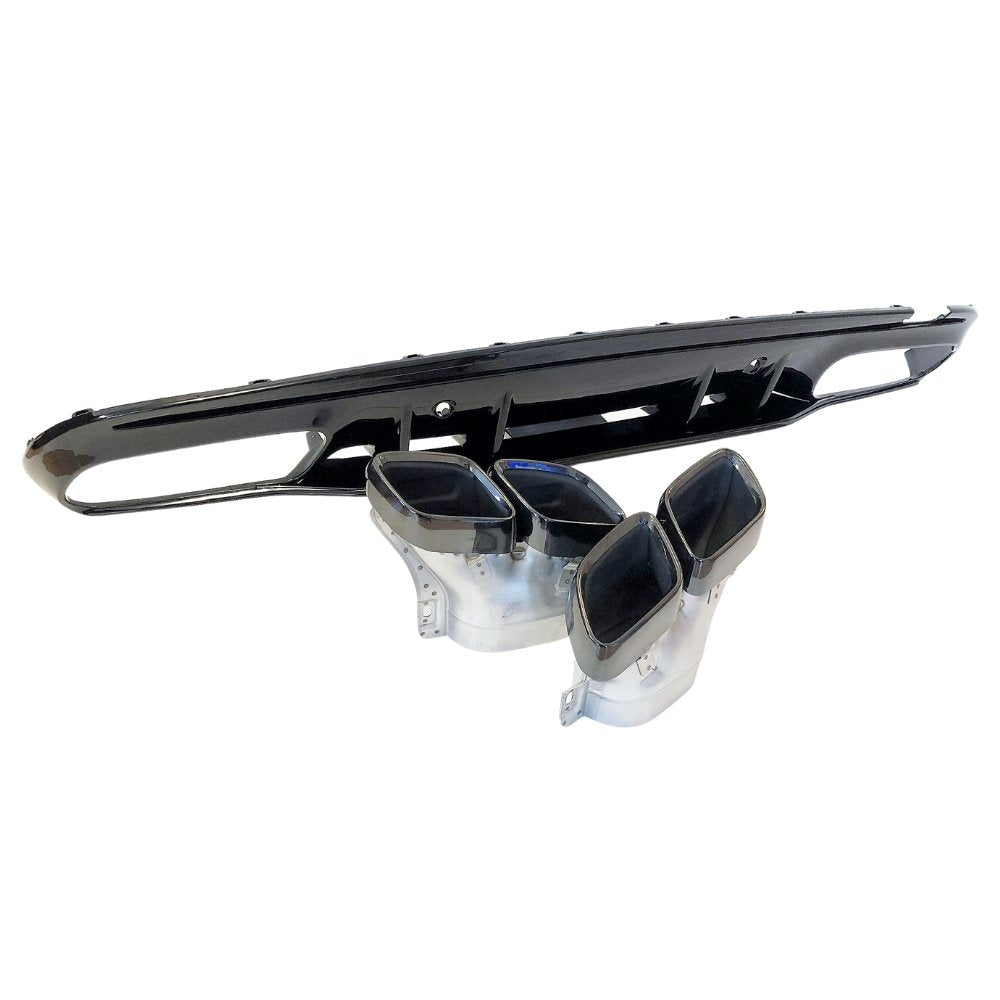 Diffusor mit Doppelendrohre in 63 AMG Optik für C-Klasse W205 S205 Schwarz - Bild 7